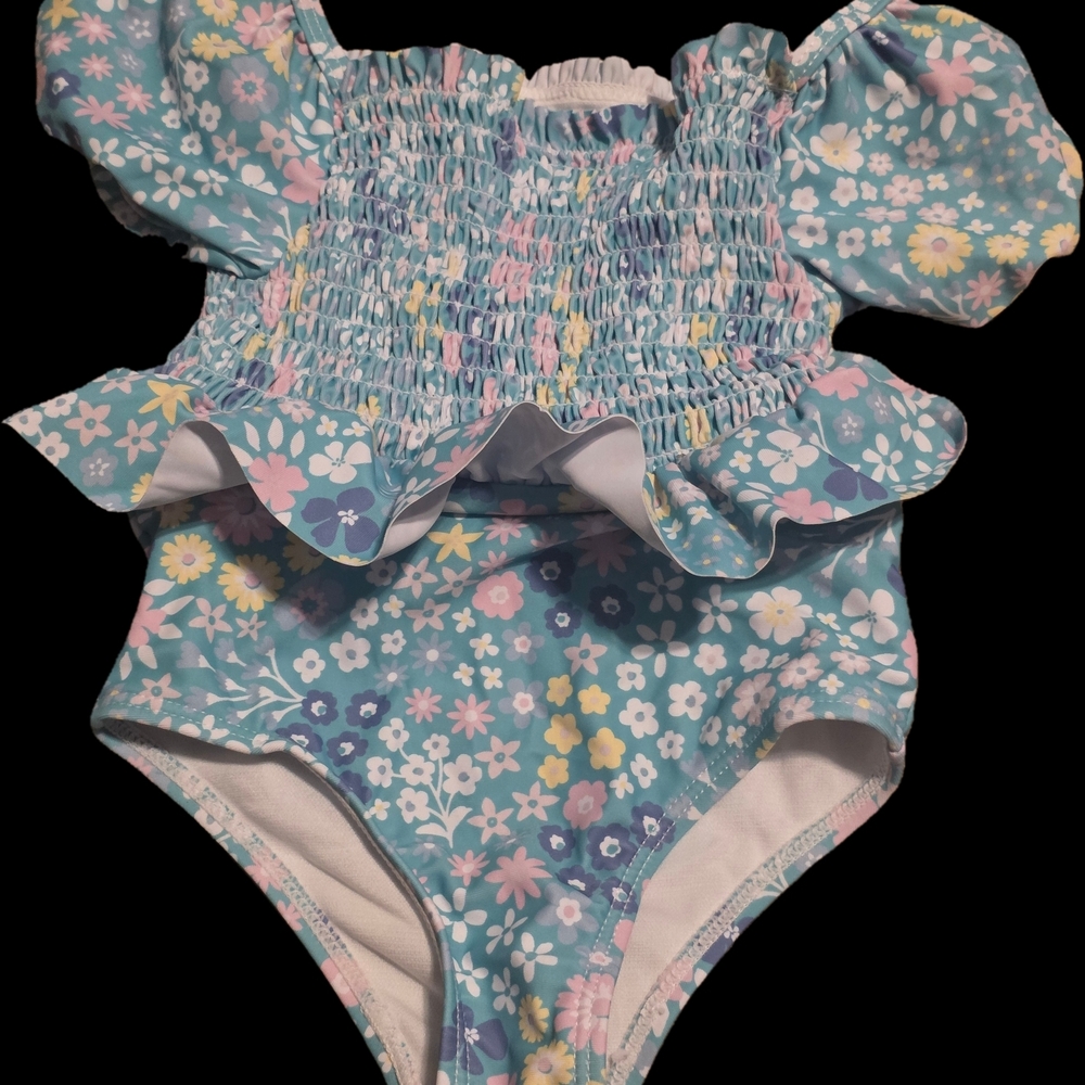Tommy Bahama Kids Floral Swimsuit - Blue and Pink
